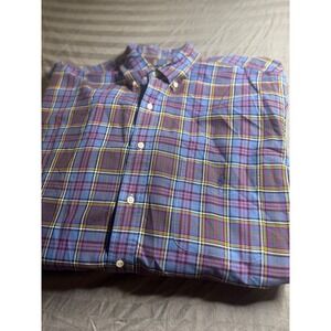 Ralph Lauren Mens XLT Blue Plaid Long Sleeve Button Down Shirt Tall Pony Logo